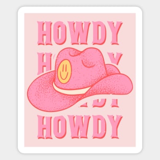 HOWDY HOWDY HOWDY YALL | Pink Cowboy Hat Cowgirl Preppy Aesthetic | Creamy Pink Background Magnet